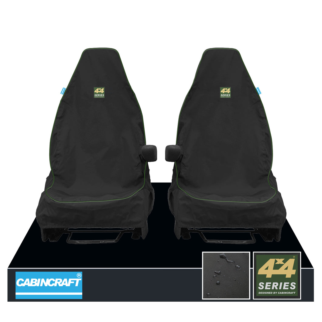 Land Rover Freelander, All Derivatives & Model Years Front Pair 1+1 Black Waterproof Seat Covers With Logos & Matching Leatherette Piping
