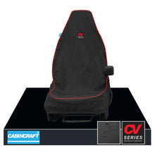 Load image into Gallery viewer, Vauxhall Opel Vivaro Sportive, MY14-19 Front Single Black Waterproof Seat Cover With Logo &amp; Matching Leatherette Piping
