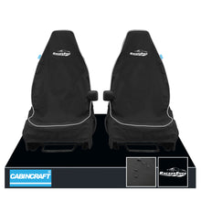 Load image into Gallery viewer, Vauxhall Astra, All Model Years &amp; Derivatives Front Pair 1+1 Black Waterproof Seat Covers With Racers Edge Logos &amp; Matching Leatherette Piping
